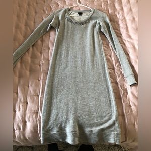 Holiday Long Sleeve Sweater Dress with sequin neck